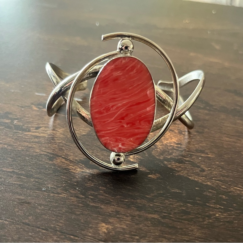 Silver 925 Bracelet with Coral Stone